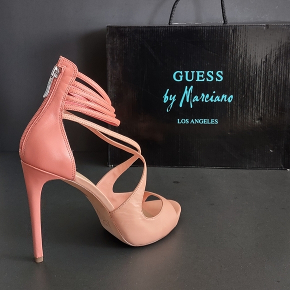 GUESS by Marciano Los Angeles Size 40/10M Pink Leather Stiletto Sandals - Picture 6 of 13